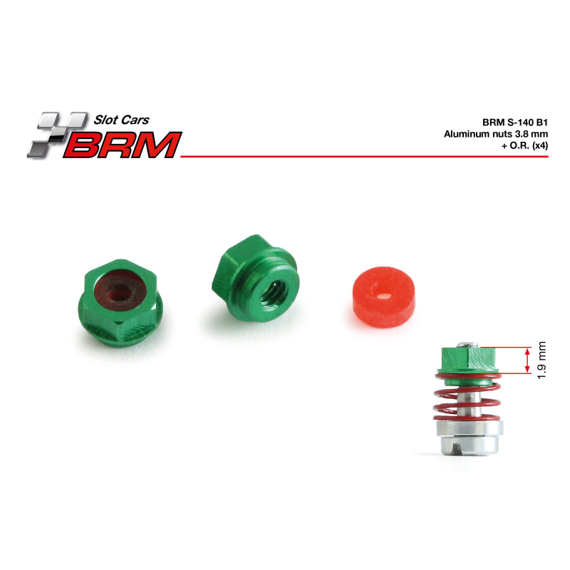 BRM S-140B1 - Aluminum nuts 3.8mm + O.R. (4 pcs)