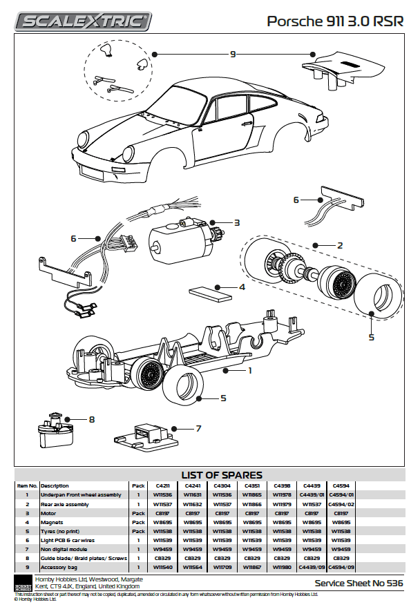 Scalextric C4594 - Porsche 911 3.0 RSR - Georg Loos Racing