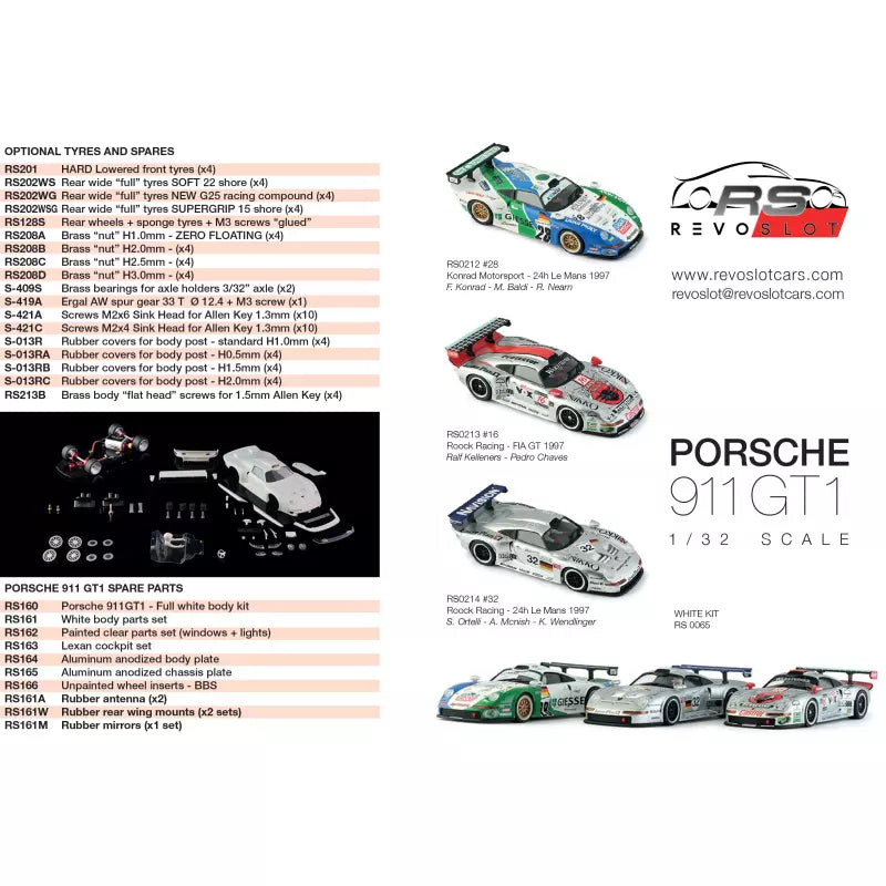 RevoSlot RS0065 - Porsche 911 GT1 - White Kit
