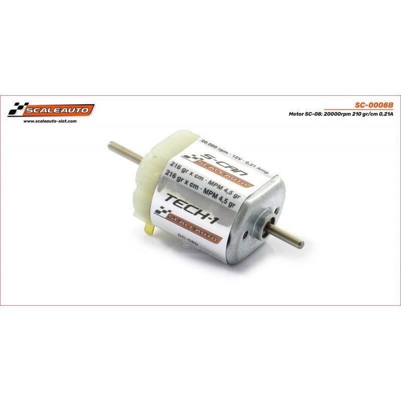 Scaleauto SC-0008B TECH-1 20,000 RPM EVO2 S-Can Slot Car Motor (Double Shaft)