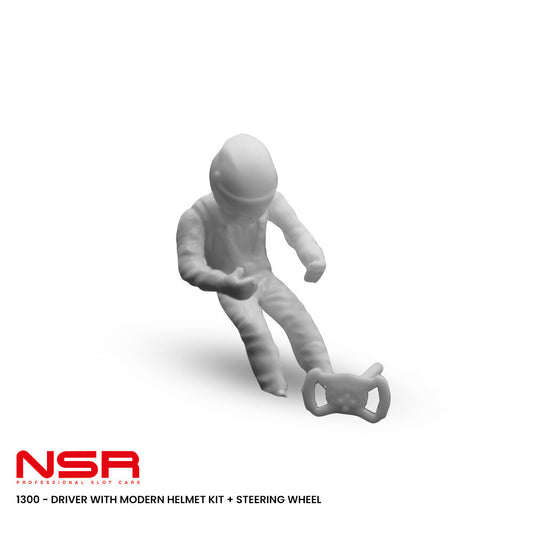 NSR 1300 Modern Race Driver Helmet and Steering Wheel