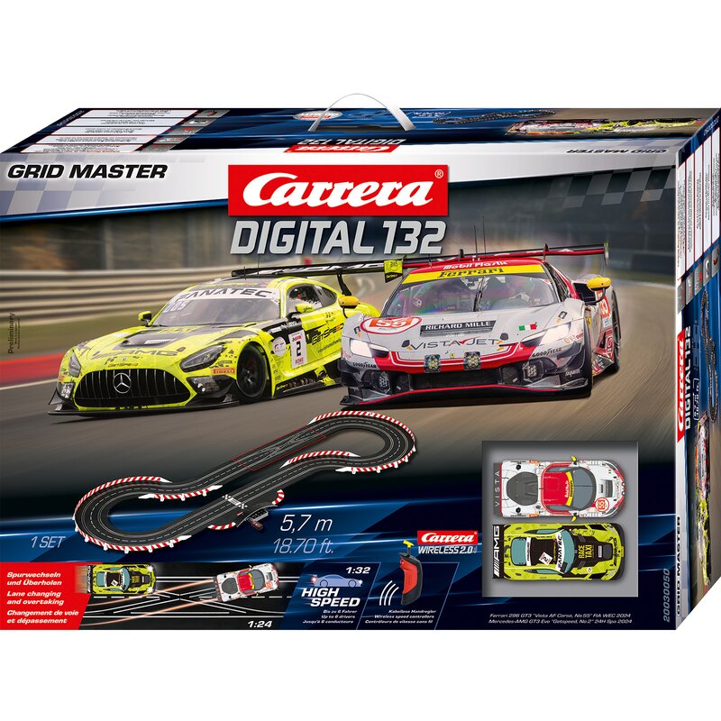 Carrera Digital 30050 Grid Masters Set Ferrari 296 GT3 vs Mercedes-AMG GT3 Wireless 2.0 1/32 Slot Car Set