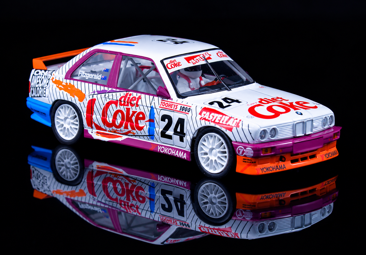 (PRE-ORDER) FlySlot A2130 BMW M3 E30 #24 – 1993 Bathurst Tooheys 1000, Fitzgerald 1/32