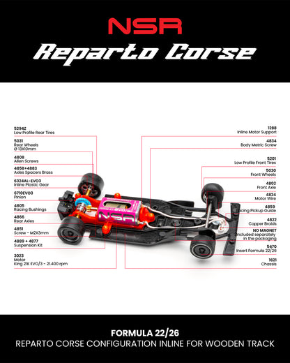 NSR 0564RCW-IL - FORMULA 22/26 ROSSO FUOCO #55 LIVERY "REPARTO CORSE" - RACE SETUP FOR WOODEN TRACKS