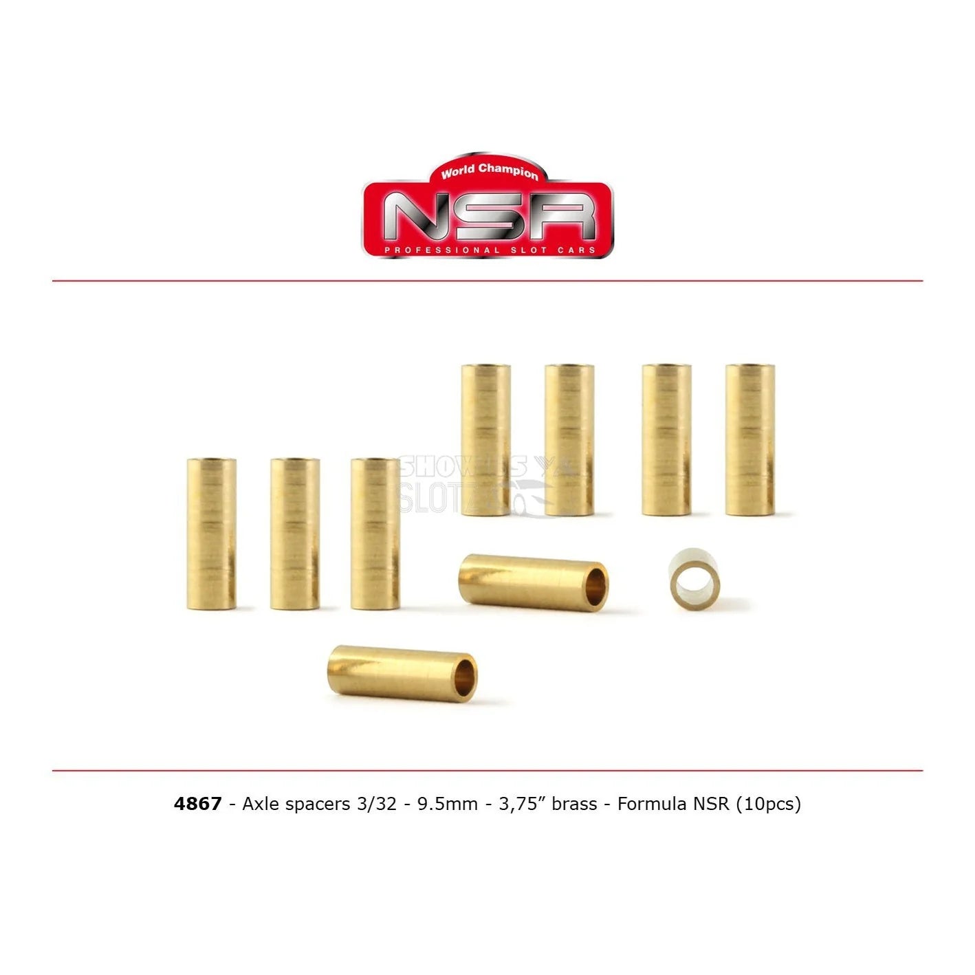 NSR 4867 -Axle Spacers – 3/32 brass 9.5mm