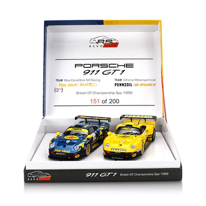 RevoSlot RS0105 - Porsche 911 GT1 – Blue Coral/Pennzoil Twin Pack