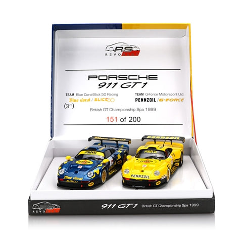 RevoSlot RS0105 - Porsche 911 GT1 – Blue Coral/Pennzoil Twin Pack