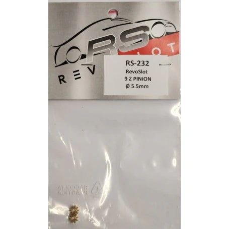 RevoSlot RS-232 - 9 tooth Brass Pinion Gear 6.4mm