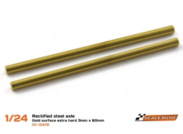 Scaleauto SC-1240b - Rectified 60mm x 3mm Steel Axles gold surface extra hard
