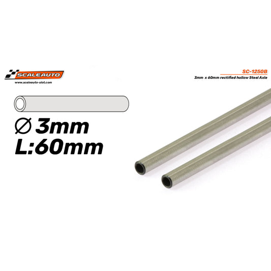 Scaleauto SC-1250b - Rectified 60mm x 3mm Hollow Steel Axles