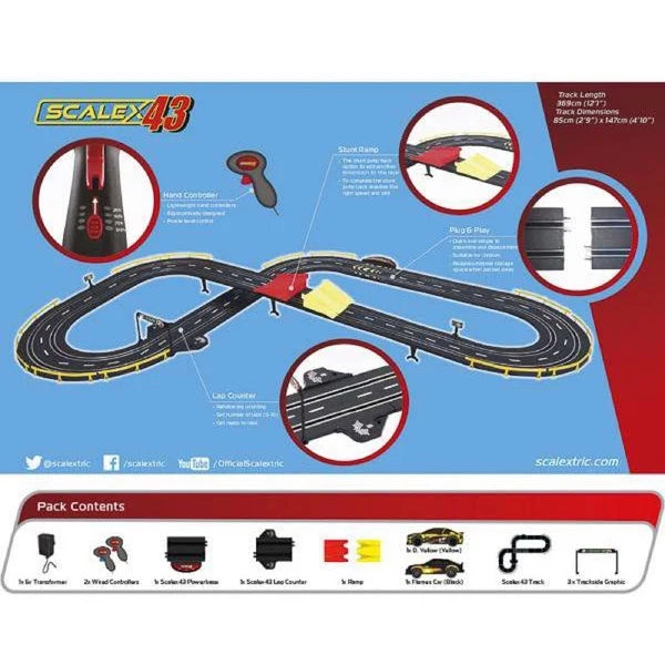 Scalextric F1002 Scalex43 Flying Leap Slot Car Set 1/43 – 369cm Track & 2 Cars
