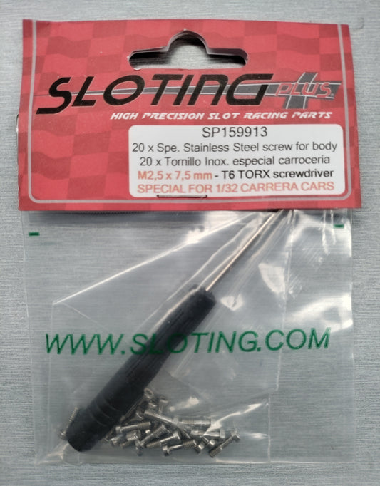 Sloting Plus SP159913 - T6 Torx Body Screws Suit Carrera Bodies M2.5 x 7.5mm