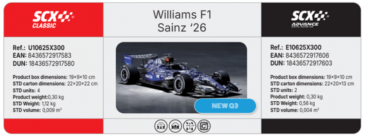 SCX U10625X300 - Williams F1 Sainz '26
