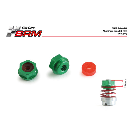 BRM S-140B1 - Aluminum nuts 3.8mm + O.R. (4 pcs)