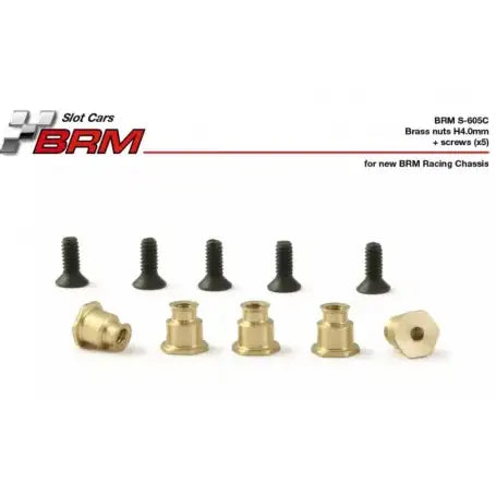 BRM S-605C - Brass Chassis Float Control Nuts H 4.0mm (5 Pack)