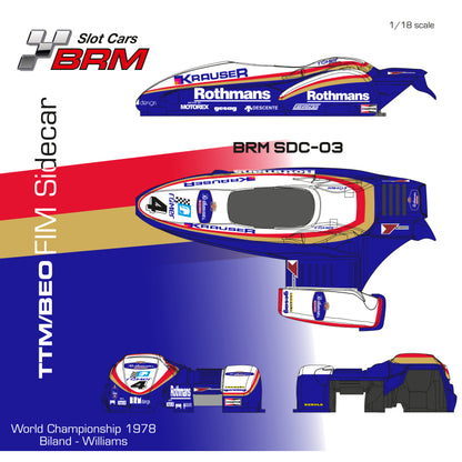 BRM BRM-SDC03 - SIDECAR TTM/BEO-YAMAHA FIM Sidecar World Championship 1978 ROTHMANS #4 Biland/Williams