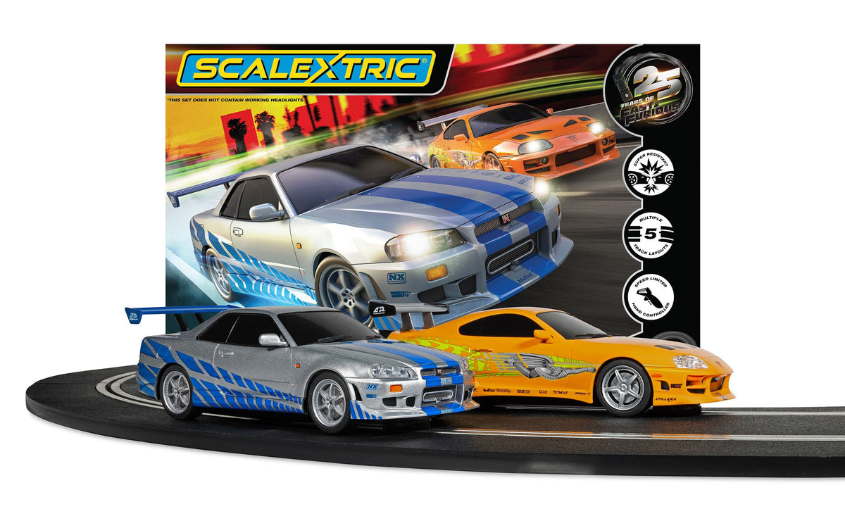 Scalextric C1465S Fast & Furious 25 Years Supra vs Skyline R34 Race Set 1/32 Slot Car