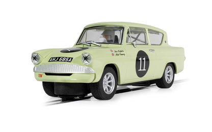 Scalextric C4617 Ford Anglia 105e Theo Paphitis #11 1/32 Slot Car
