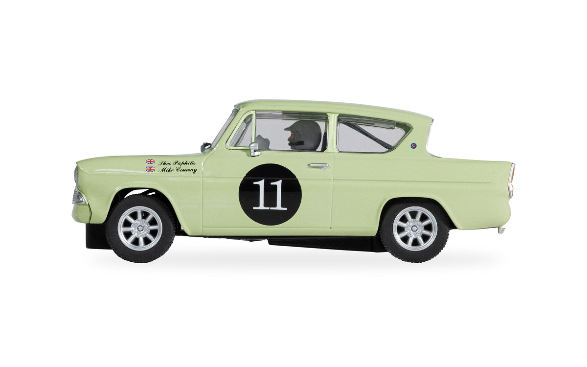 Scalextric C4617 Ford Anglia 105e Theo Paphitis #11 1/32 Slot Car