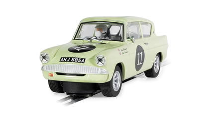 Scalextric C4617 Ford Anglia 105e Theo Paphitis #11 1/32 Slot Car