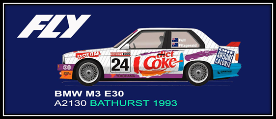 (PRE-ORDER) FlySlot A2130 BMW M3 E30 #24 – 1993 Bathurst Tooheys 1000, Fitzgerald 1/32