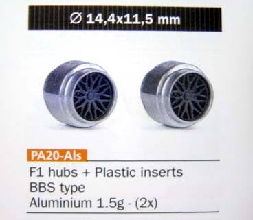 Slot.it PA20-Als - F1 Wheels Light Aluminium Hubs 1.6g with plastic insert