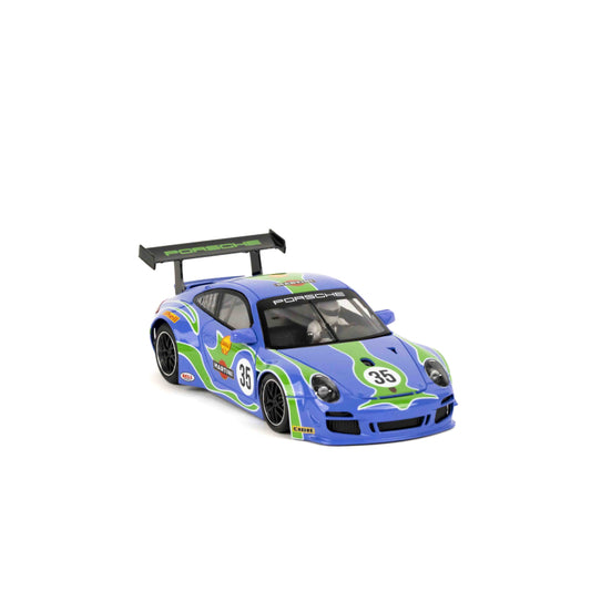 NSR 0636SW Porsche 997 GT3 #35 Purple Hippie Psychedelic Livery – 1/32 Sidewinder Slot Car