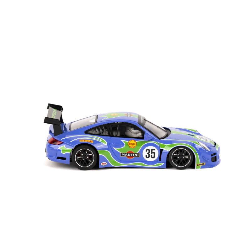 NSR 0636AW Porsche 997 GT3 #35 Purple Hippie Psychedelic Livery – 1/32 Anglewinder Slot Car