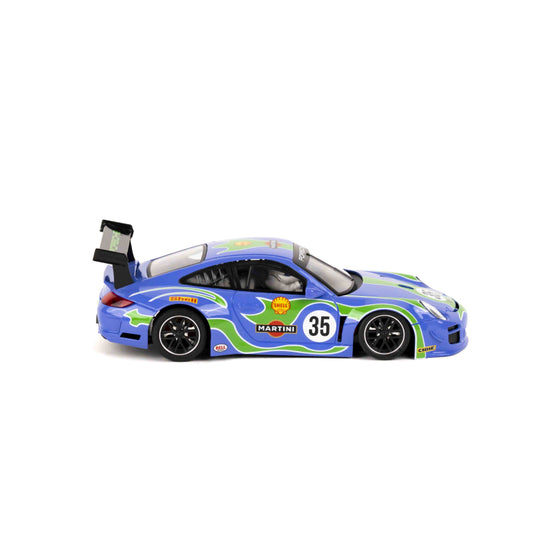 NSR 0636AW Porsche 997 GT3 #35 Purple Hippie Psychedelic Livery – 1/32 Anglewinder Slot Car