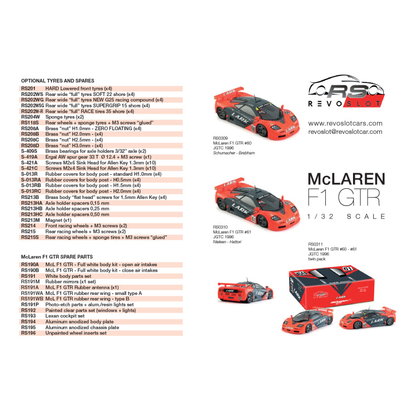 RevoSlot RS0310 - McLaren F1 GTR - Lark #61 - '96 JGTC Champion