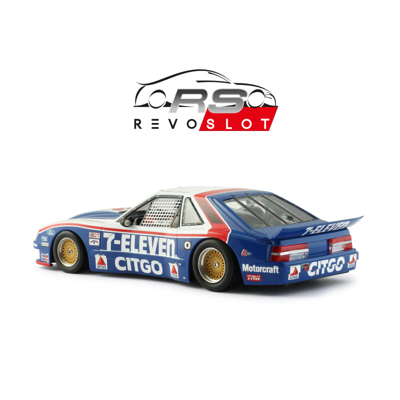 RevoSlot RS0317 Ford Mustang GTO #7 Roush Racing / 7-Eleven Sebring 1986 1:32 Slot Car