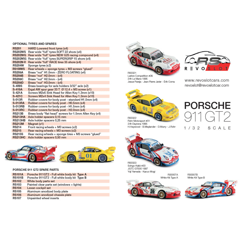 RevoSlot RS0322 Porsche 911 GT2 Rohr Motorsport #01 24h Daytona 1995 (1/32) Slot Car