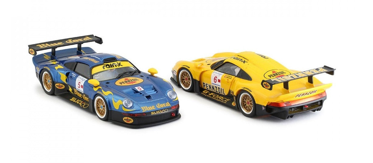 RevoSlot RS0105 - Porsche 911 GT1 – Blue Coral/Pennzoil Twin Pack