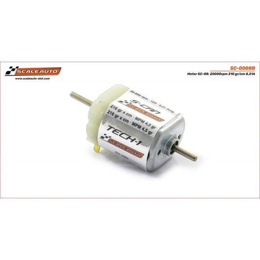 Scaleauto SC-0008B TECH-1 20,000 RPM EVO2 S-Can Slot Car Motor (Double Shaft)
