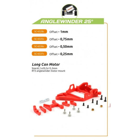Scaleauto SC-6528C RT3 Anglewinder Motor Mount -1.0mm Extra Hard Red